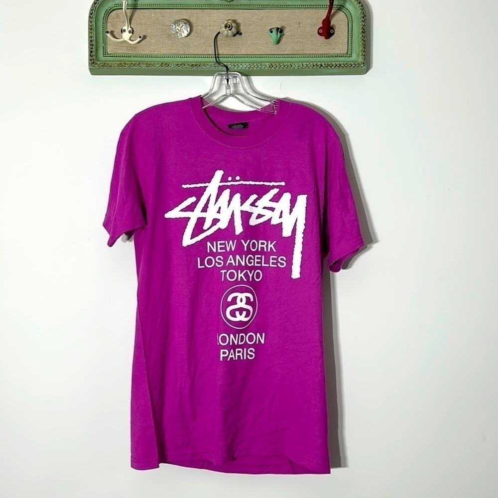 Stussy World Tour Tone Tee 'Purple' short sleeve crewneck T-shirt men’s